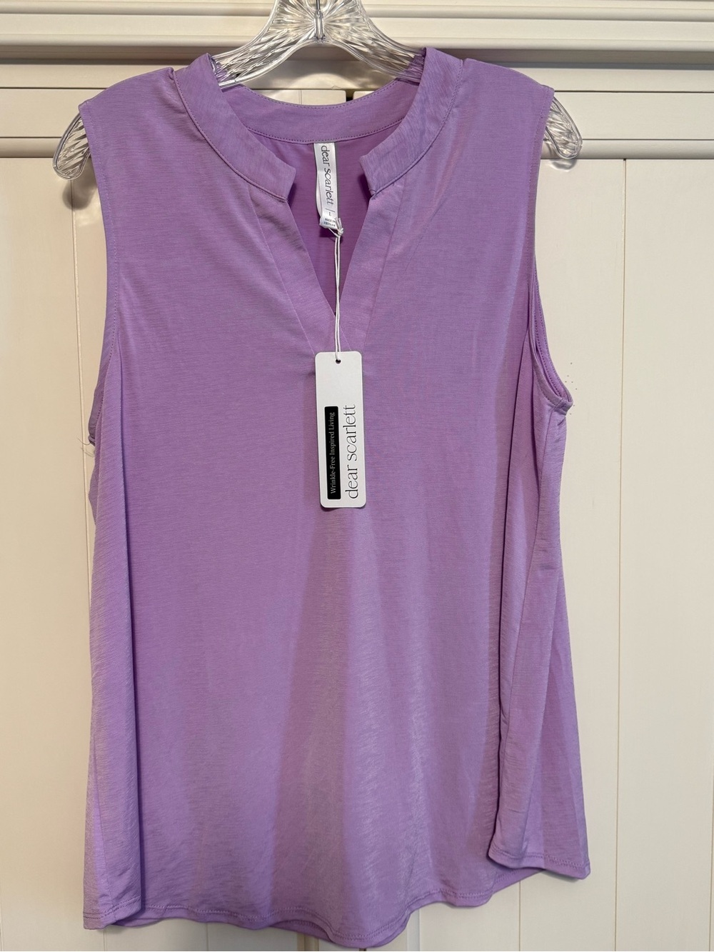 Dear Scarlett Lavender Split-Neck Sleeveless Size L Tank NWT